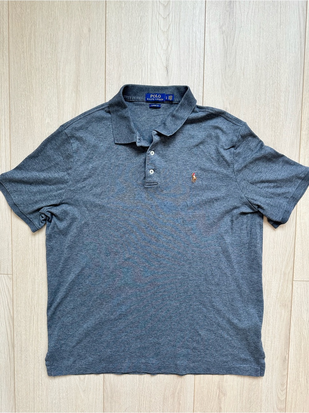 Ralph Lauren Men’s Heather Gray Polo Shirt with Embroidered Pony